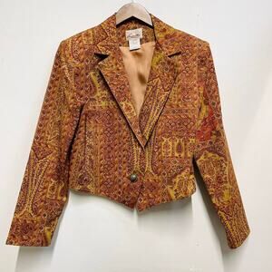 Vintage Western Paisley Cropped Blazer Jacket - Size Medium